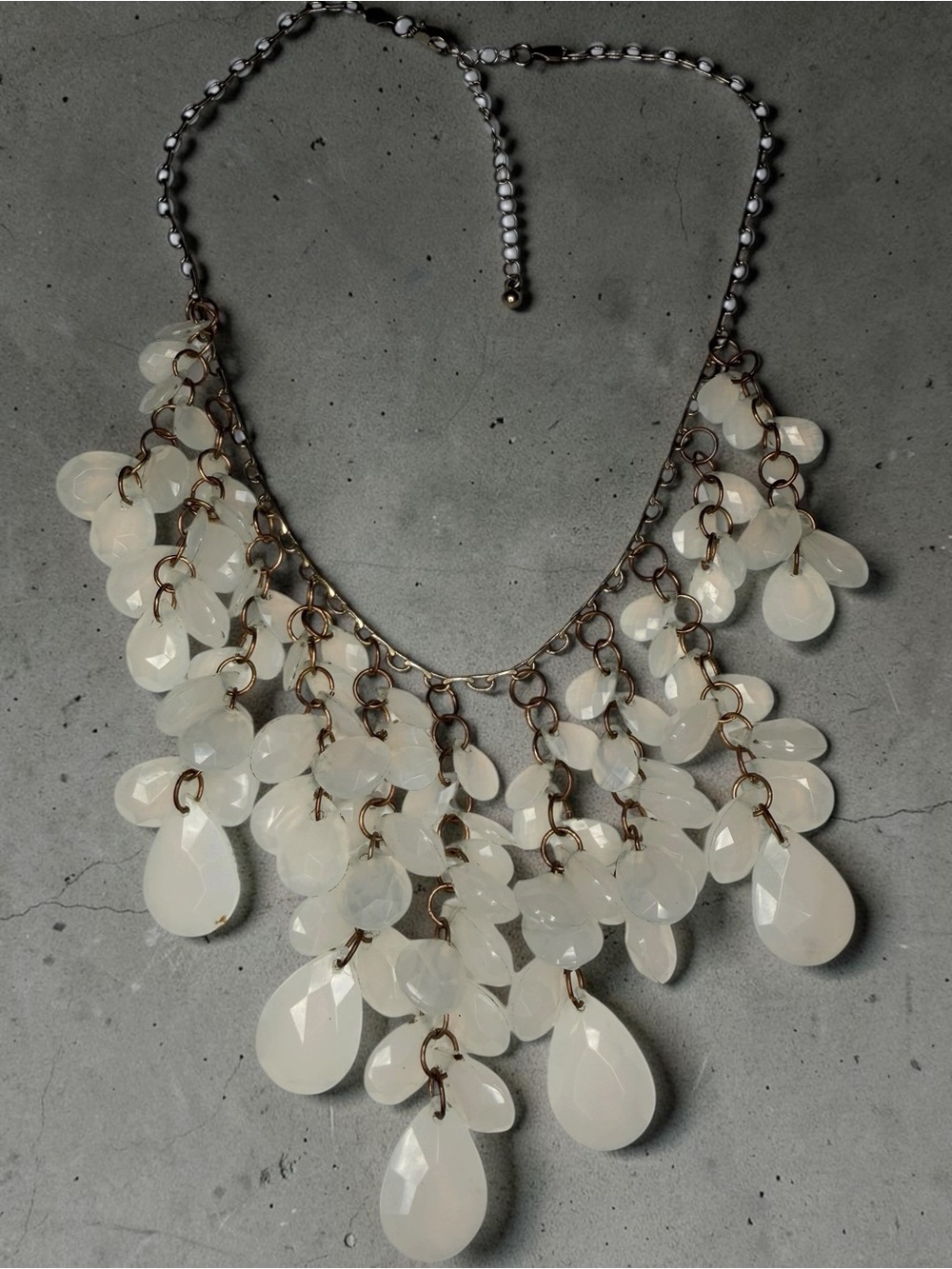 Statement White Teardrop Bib Necklace - Women Jewelry